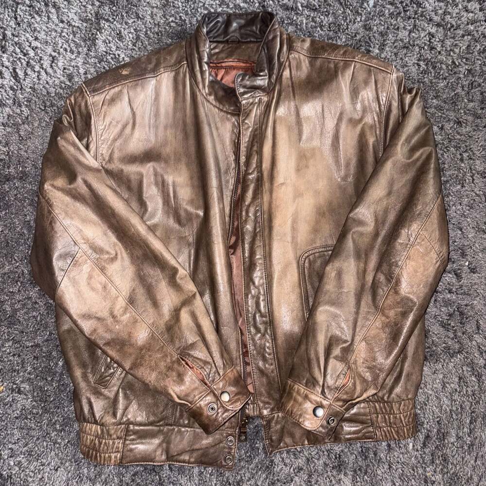 Vintage Reed Sportswear Leather Bomber Jacket with Thinsulate Insulation Size 44